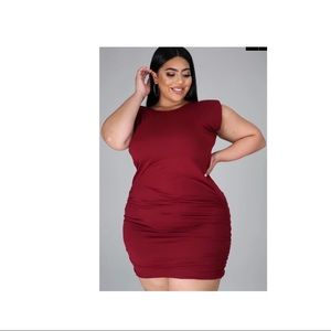 Cranberry Mini-Dress w/ side ruching.
